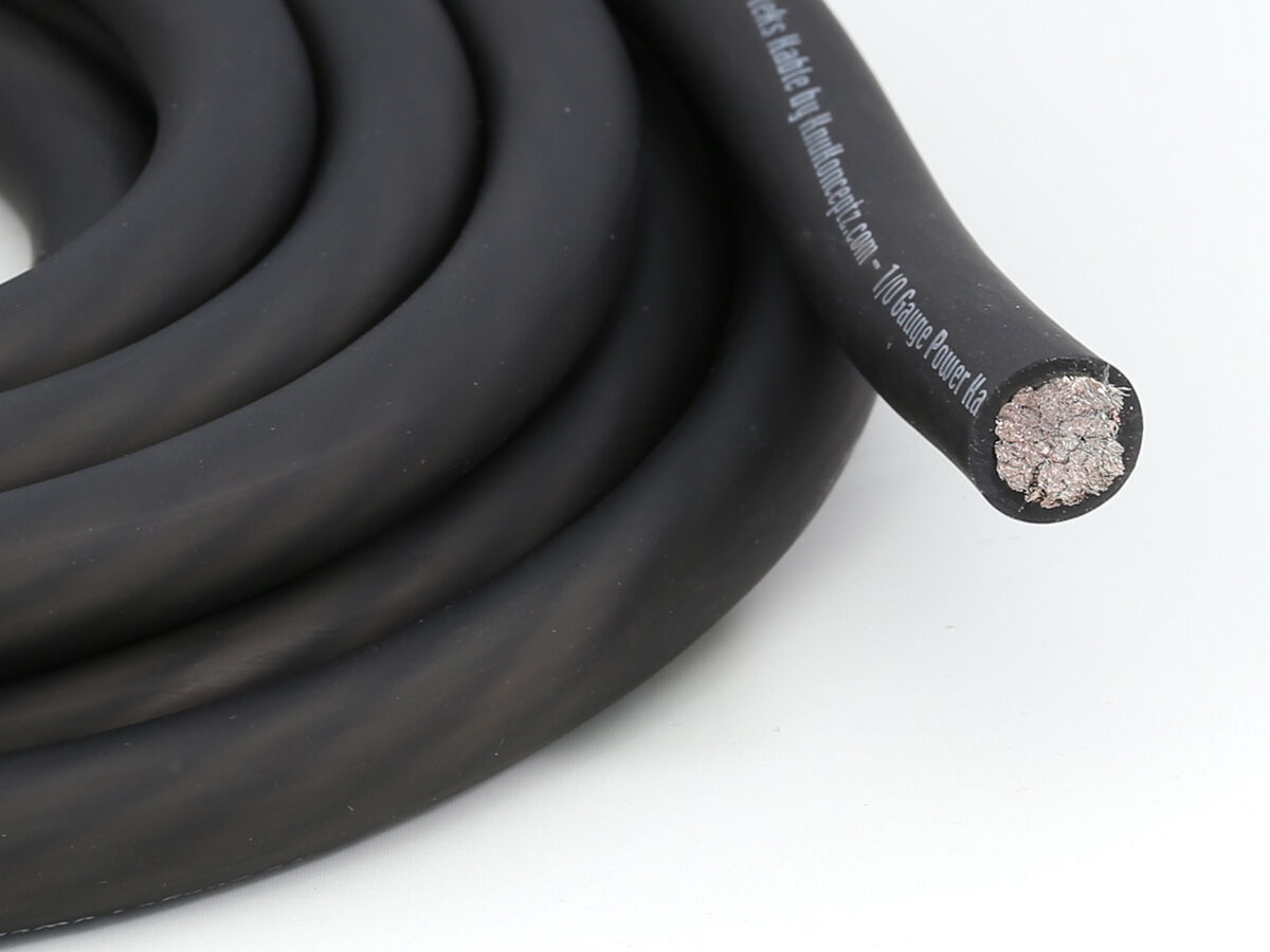 Knukonceptz Kolossus Flex 1/0 Gauge Black Ofc Ground Wire Battery Copper Cable