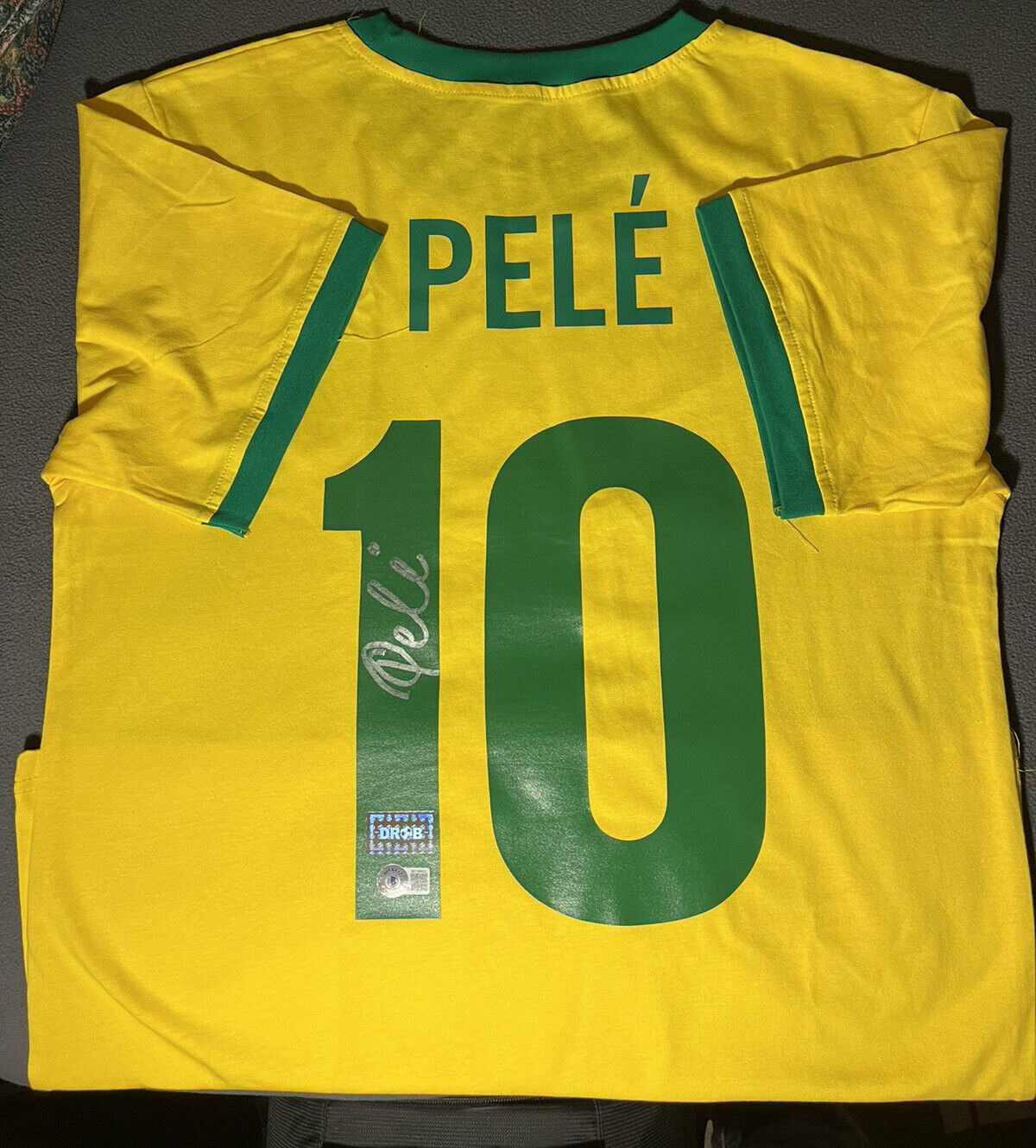 Pele Signed Brazil National Team Jersey Shirt Bas (beckett) Autographed Auto -b