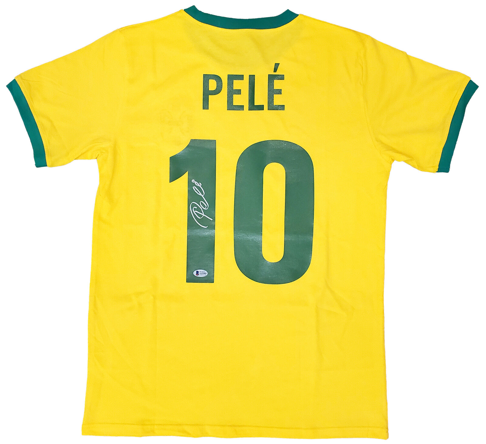 Cbd Brazil Pele Autographed Signed Yellow Jersey Beckett Bas Stock #194362