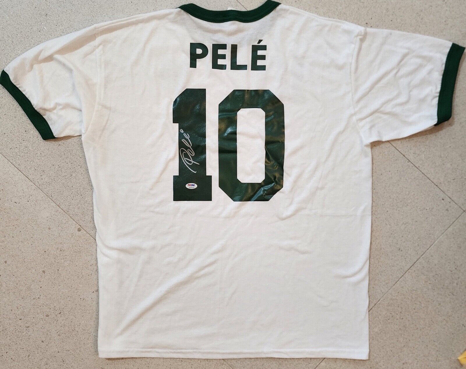 Cosmos Pele Authentic Signed Soccer Jersey Autographed White Brazil Psa/dna Coa