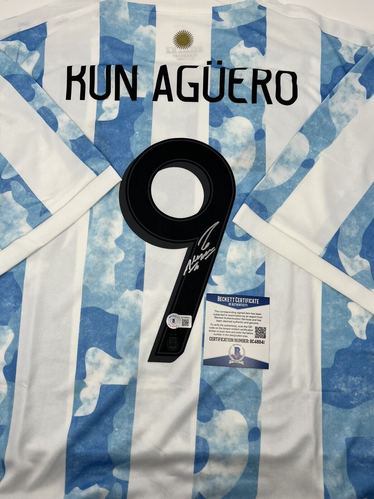 Sergio Kun Aguero Hand Signed Autographed Manchester City Jersey Beckett Bas Coa
