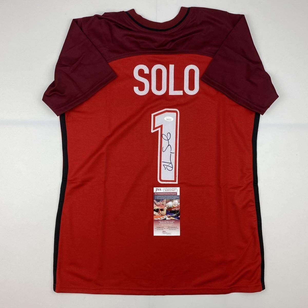 Autographed/signed Hope Solo Red Team Usa Soccer Uswnt Jersey Jsa Coa Auto