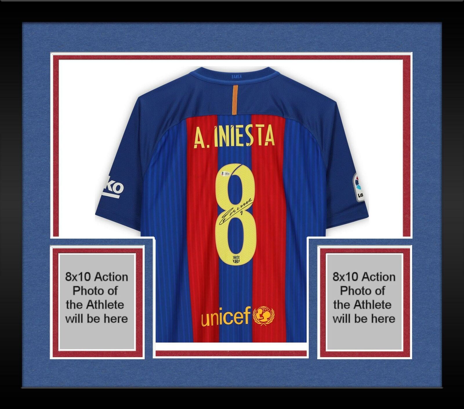 Framed Andres Iniesta Fc Barcelona Autographed 2016 Nike Jersey
