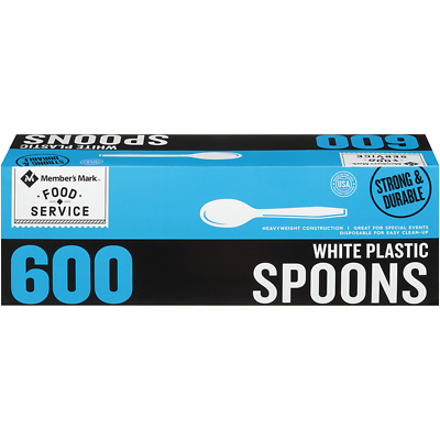 Member's Mark 5.9-inch Disposable Heavyweight Plastic Spoons, White, 600 Count