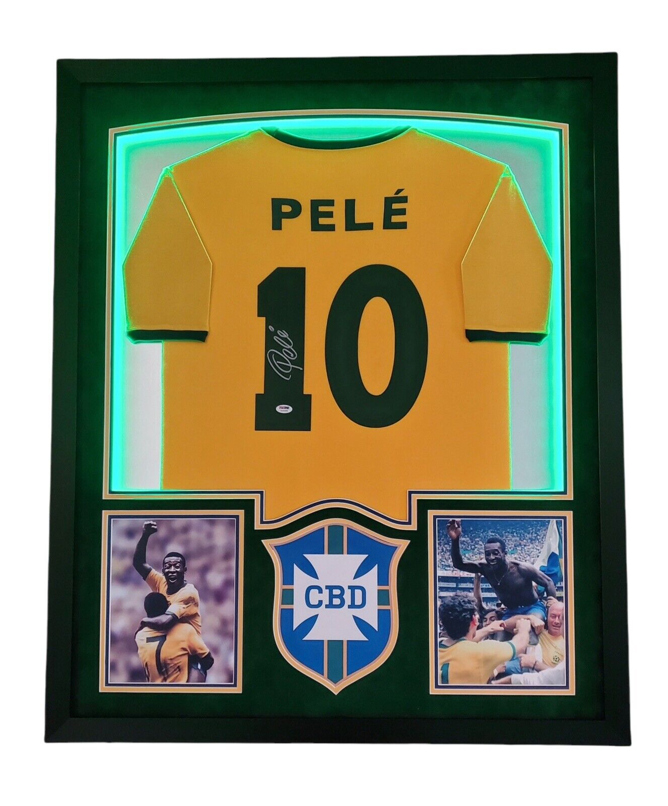 Custom Framed Pele Autograph Jersey With Led Lights Psa Coa Brazil
