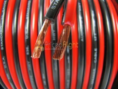 25 Ft 16 Gauge Speaker Wire Car Home Audio 25' Black Red Zip Power Ground Cable